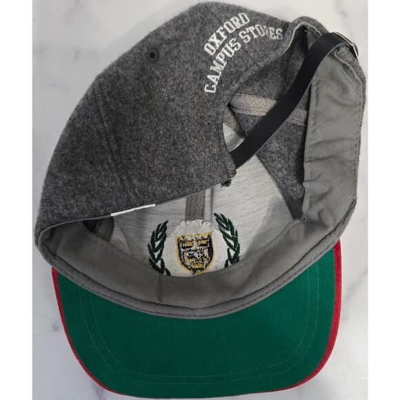 Oxford University Cap Wool Hat Adjustable Melton College Embroidered Gray Red - Picture 3 of 5